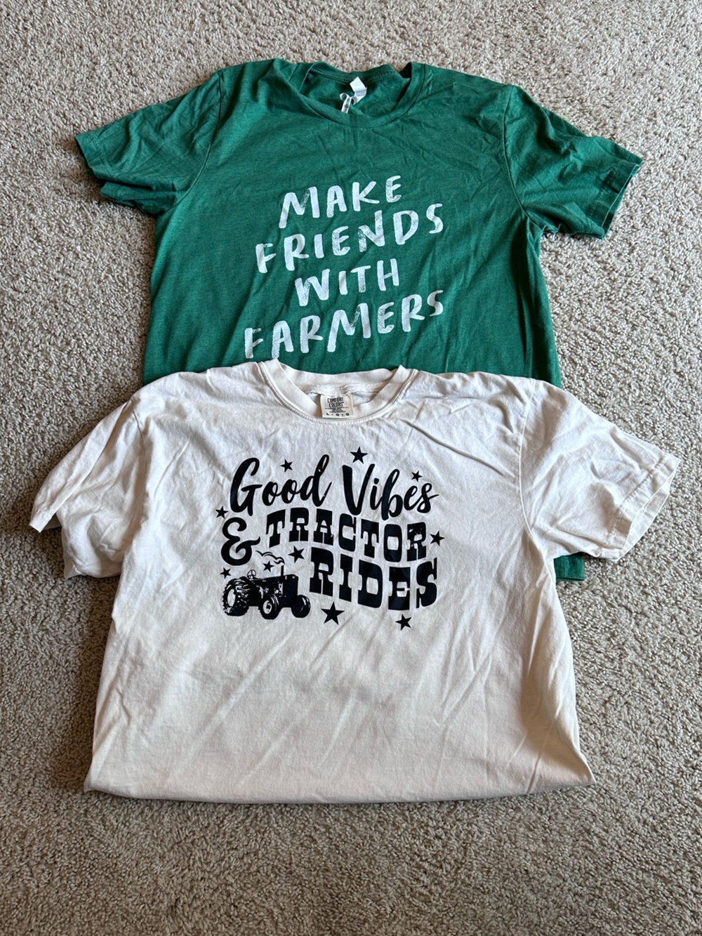 Farmer Bundle 2 t-shirts Green & White Short Sleeve Graphic Tees tractor large